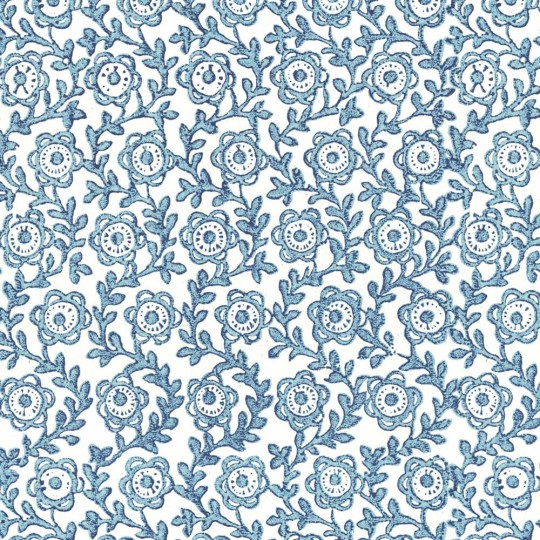 Blue Stamped Flowers Italian Print Paper ~ Rossi Italy